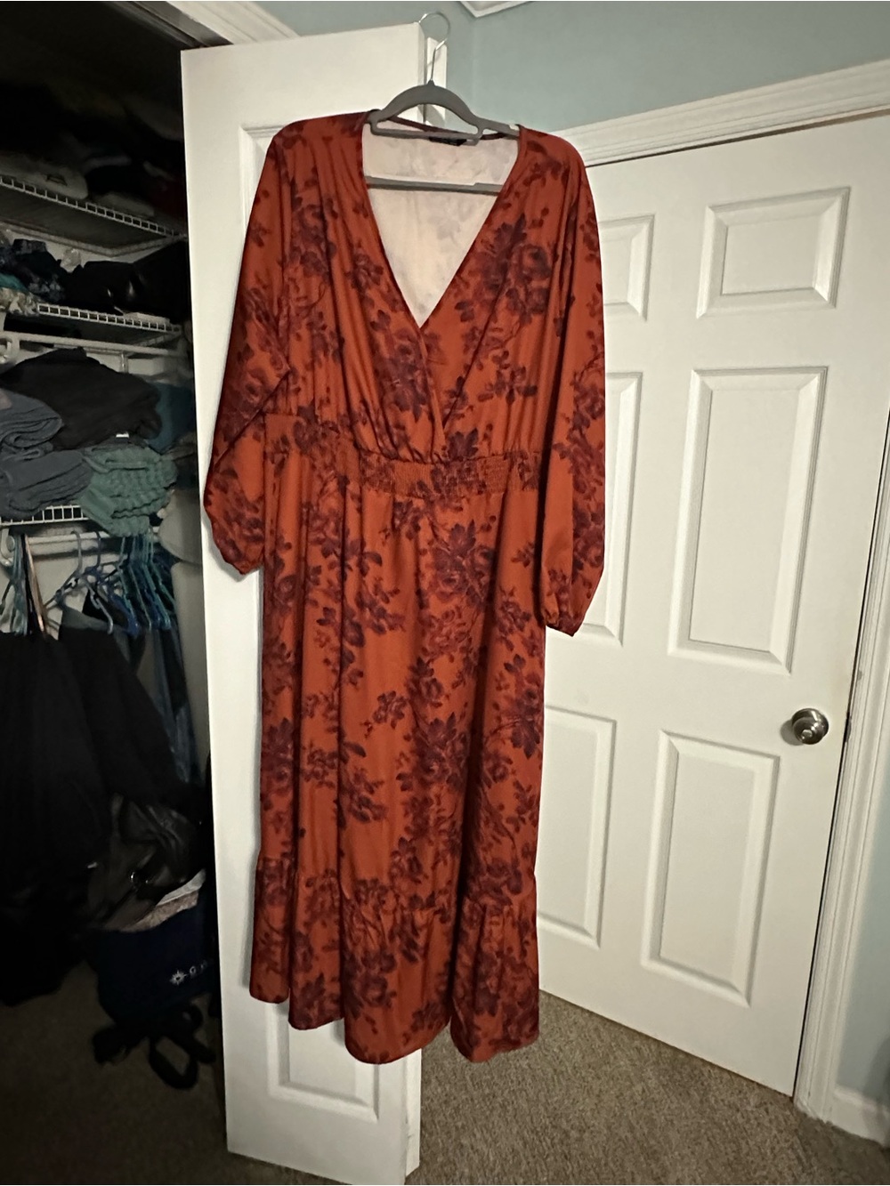 BloomChic Burnt Orange Floral Maxi Dress